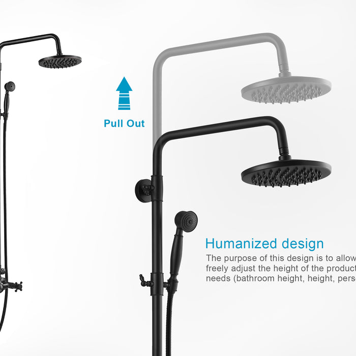 The extender shower arm can be adjust which ordered from Gotonovo