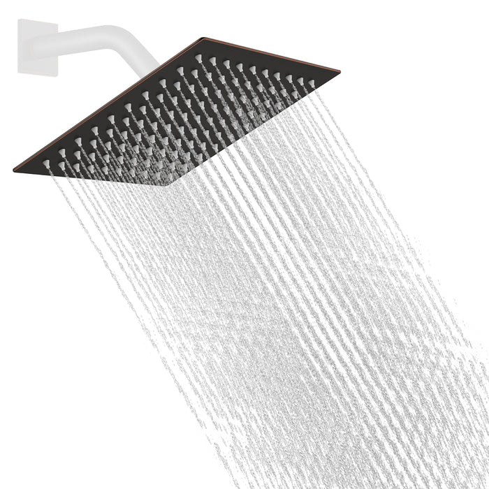 gotonovo Bathroom Rainfall Square Shower Head Ultra-Thin Design SUS304 Stainless Steel High Pressure 360 Degree Free Rotation