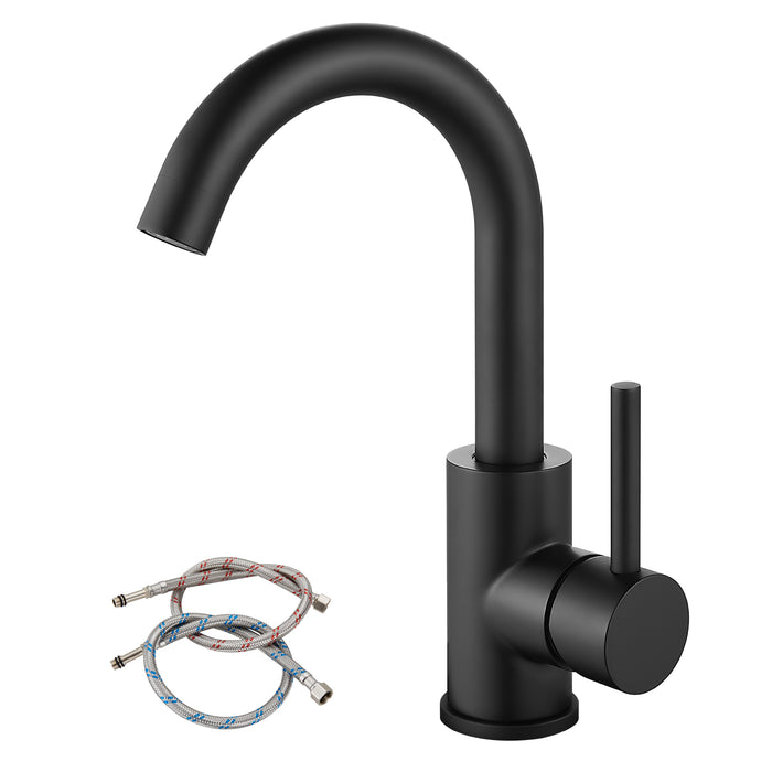 gotonovo Bar Sink Faucet Single Hole Bathroom Kitchen Small RV Sink Faucet Deck Mount SUS304 Lavatory Mixer Tap Single Handle One Hole 360 Degree Swivel Spout Lavatory Sink Faucet