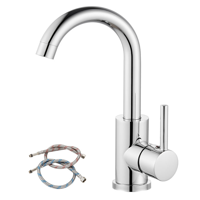 gotonovo Bar Sink Faucet Single Hole Bathroom Kitchen Small RV Sink Faucet Deck Mount SUS304 Lavatory Mixer Tap Single Handle One Hole 360 Degree Swivel Spout Lavatory Sink Faucet