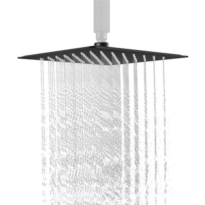 gotonovo Bathroom Rainfall Square Shower Head Ultra-Thin Design SUS304 Stainless Steel High Pressure 360 Degree Free Rotation