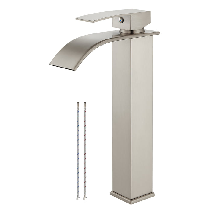 gotonovo Tall Waterfall Bathroom Vessel Sink Faucet Modern Bathroom Vanity Faucet Single Handle Single Hole Farmhouse Bar Mixer Tap Washbasin Faucet Deck Mount