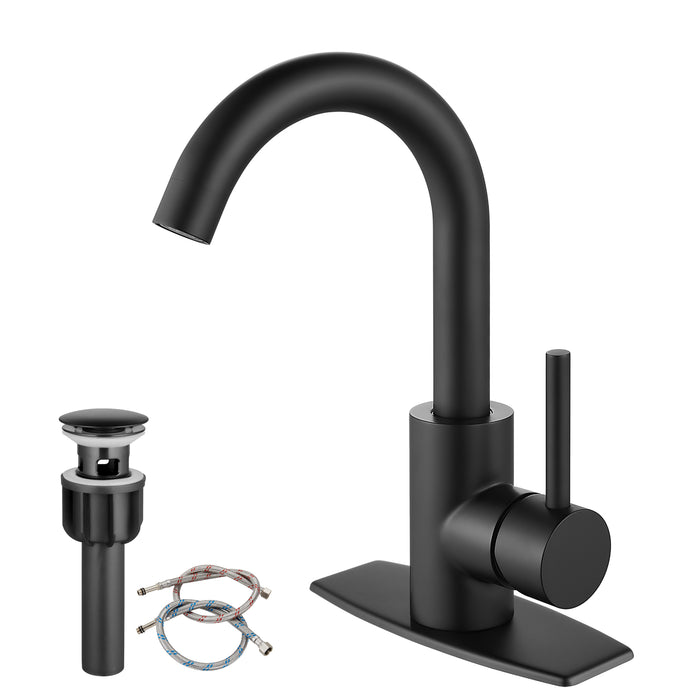 gotonovo Bar Sink Faucet Single Hole Bathroom Kitchen Small RV Sink Faucet Deck Mount SUS304 Lavatory Mixer Tap Single Handle One Hole 360 Degree Swivel Spout Lavatory Sink Faucet