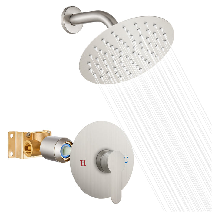 gotonovo Shower Faucet Set Shower Head and Handle Set 8 Inch Round Showerhead Bathroom Rainfall Shower System Wall Mount Single Handle Shower Trim Kit with Valve