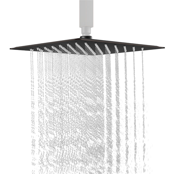 gotonovo Bathroom Rainfall Square Shower Head Ultra-Thin Design SUS304 Stainless Steel High Pressure 360 Degree Free Rotation