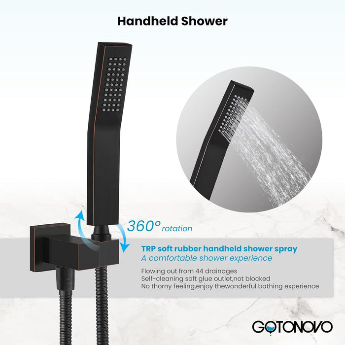 Gotonovo Brass L-Style Handheld Shower High Pressure Single Function Luxury Hand Shower