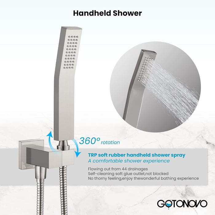 Gotonovo Brass L-Style Handheld Shower High Pressure Single Function Luxury Hand Shower