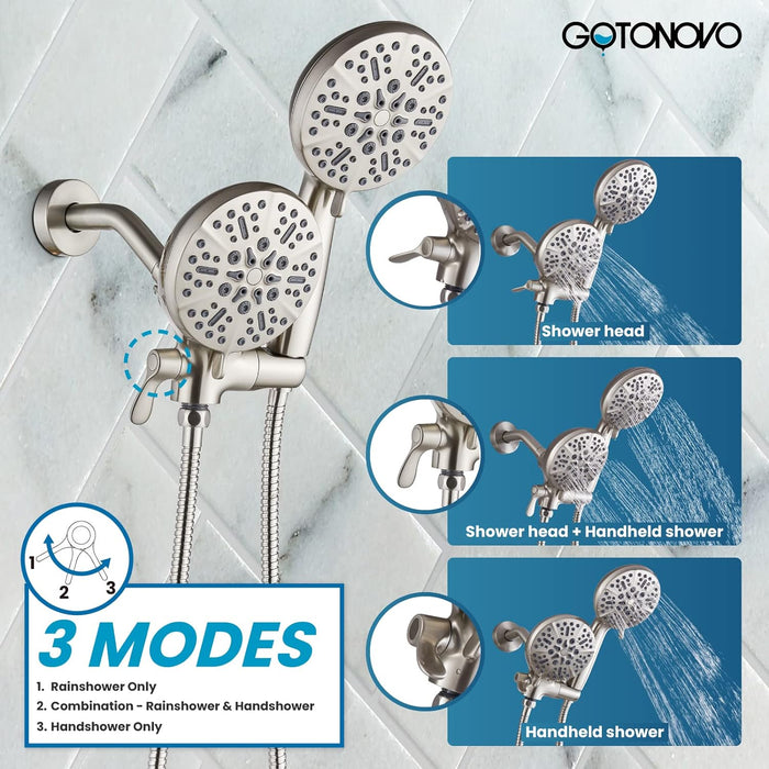 gotonovo Shower Head Combo Rain Fall Shower System with Handheld Shower and Showerhead Shower Faucet Set (Valve Included)