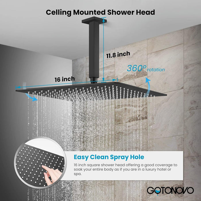 gotonovo Rain Shower System Rainfall Shower Head Combo Shower Faucet Set with Waterfall Bathtub Spout Handheld Shower Ceiling Mount Rough-in Valve Kit Included