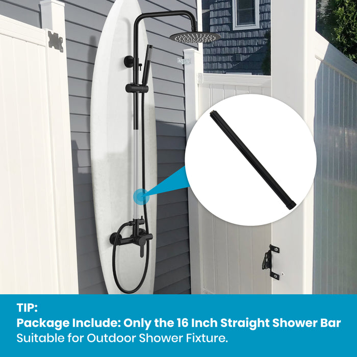 gotonovo 304 Stainless Steel 16 Inch Straight Shower Bar for Outdoor Shower Fixture