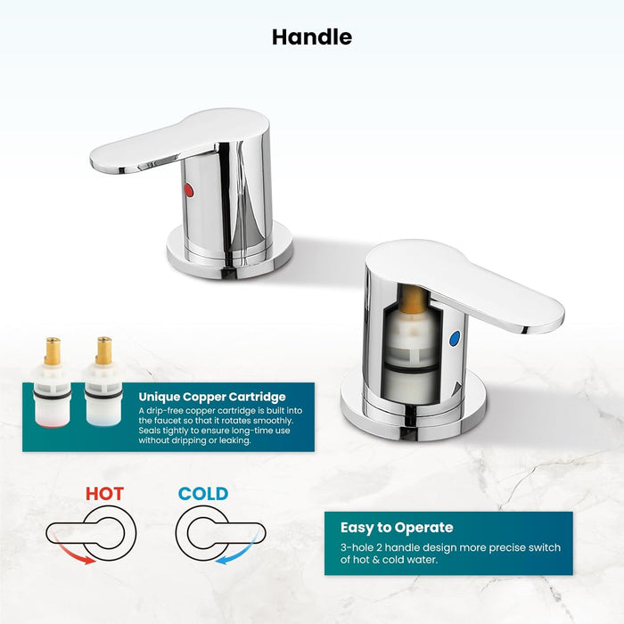 gotonovo Bathroom Faucets for Sink 3 Hole 2 Handles Bathroom Sink Widespread Faucet with Pop Up Drain,Waterlines Bathroom Sink Fixtures