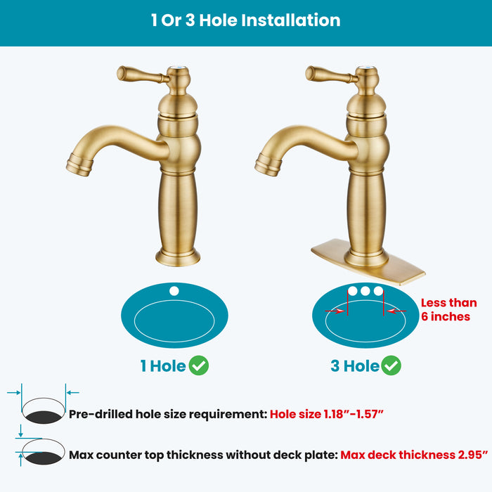 gotonovo Bathroom Bowl Sink Faucet Lavatory Vanity Mixer Bar Tap One Lever Handle One hole Deck Mount RV Bathroom Sink Faucet Basin Hose Metal Pop Up Drain With Overflow 360° Swivel