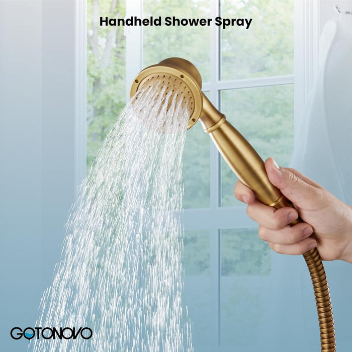 gotonovo Handheld Shower Head Showerhead Handheld Sprayer Shower Wand Removable Shower Head Powerful Shower Heads High Pressure Round Antique Brass