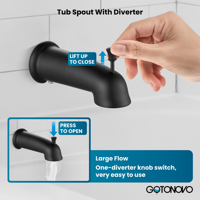 gotonovo Bathroom Shower Head Kit High Pressure Combo System Shower Faucet 6 Modes ABS Handheld Spray Shower Trim Kit Valve Included Shower Head and Handle Set Matte Black