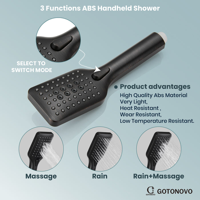 gotonovo Shower System Set 10 Inch Shower Head with ABS Handheld Spray Anti-Scald Pressure Balance Valve Modern Luxury Rain Rough-in Valve Body and Trim Kit