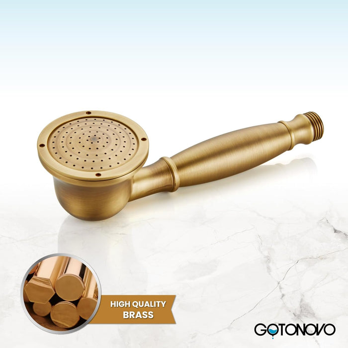 gotonovo Handheld Shower Head Showerhead Handheld Sprayer Shower Wand Removable Shower Head Powerful Shower Heads High Pressure Round Antique Brass