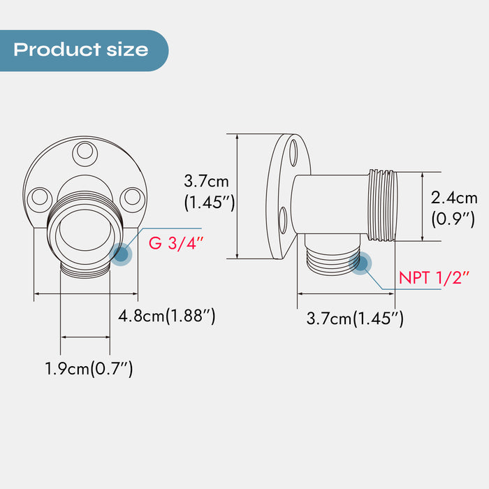 gotonovo Stainless Steel Shower Faucet Trim Kit NPT 1/2 Male Threads x G 3/4 Male Threads Brushed Nickel Used for Connecting Most Wall Mounted Type Commercial Faucets Stainless Steel