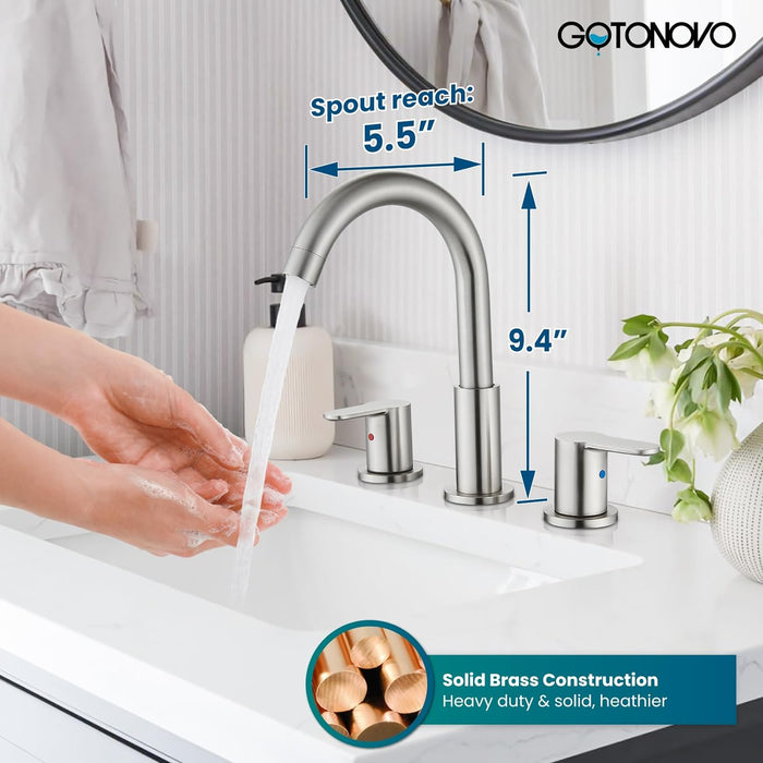 gotonovo Bathroom Faucets for Sink 3 Hole 2 Handles Bathroom Sink Widespread Faucet with Pop Up Drain,Waterlines Bathroom Sink Fixtures