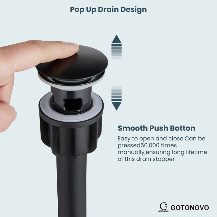 gotonovo ABS Pop Up Bathroom Sink Drain Pop Up Drain Built-in Anti Clog Strainer Container Drain Assembly Vessel Lavatory Vanity Pop Up Drain Stopper for Bathroom Vessel or Vanity Sink