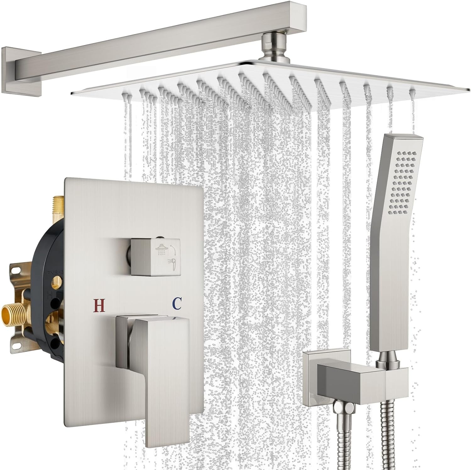 Gotonovo Wall Mounted Shower System Shower Combo Set With 10 Inches Sq