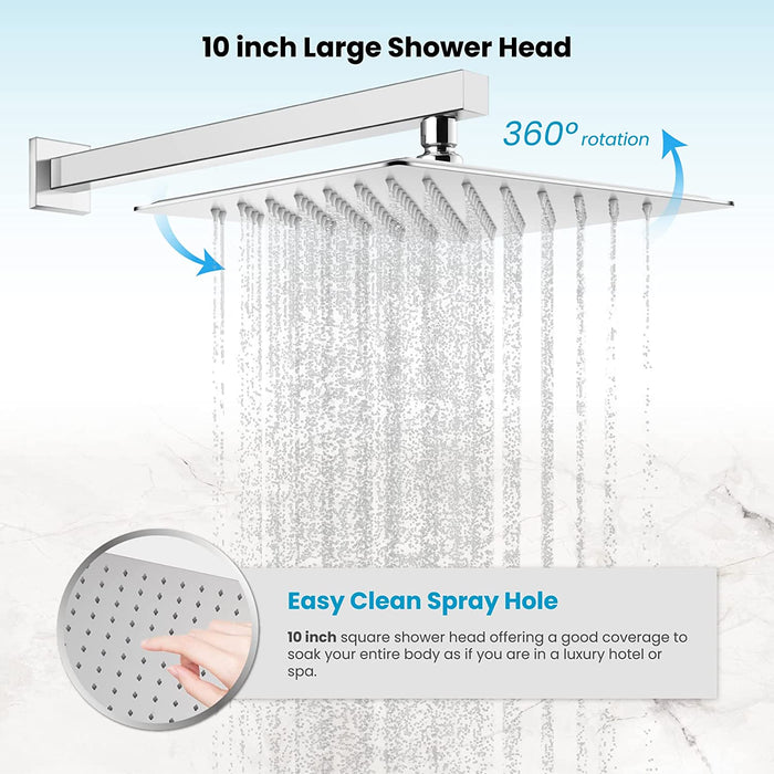 gotonovo Push Button Rain Shower System Rainfall Shower Head with Handheld Shower Wall Mount Pressure Balance Valve Included Dual Functions