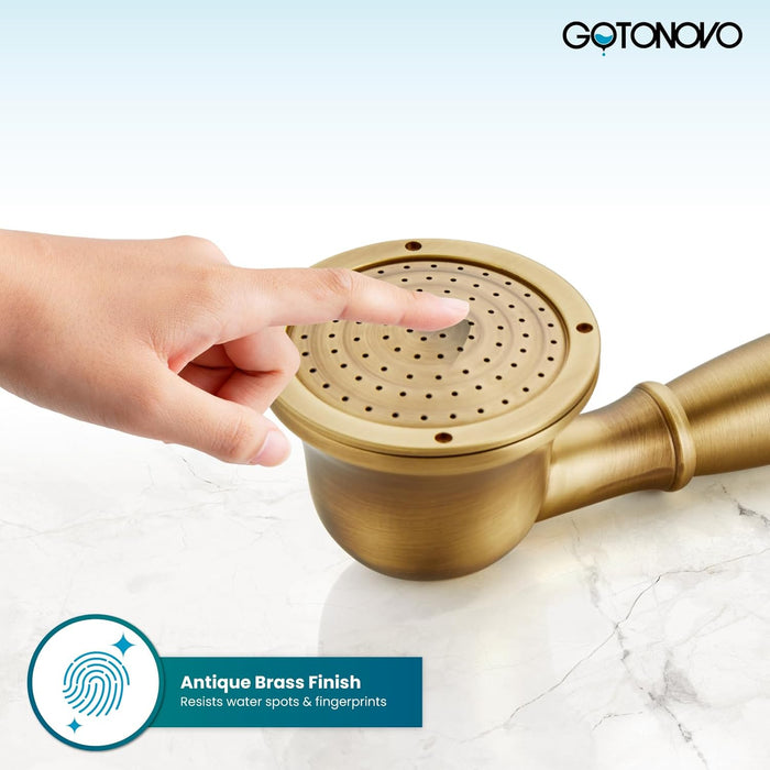 gotonovo Handheld Shower Head Showerhead Handheld Sprayer Shower Wand Removable Shower Head Powerful Shower Heads High Pressure Round Antique Brass