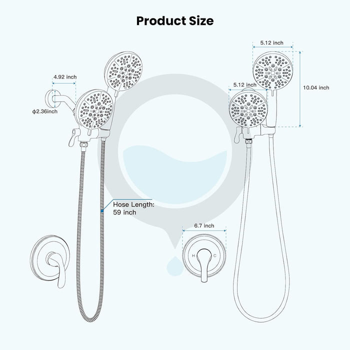 gotonovo Shower Head Combo Rain Fall Shower System with Handheld Shower and Showerhead Shower Faucet Set (Valve Included)