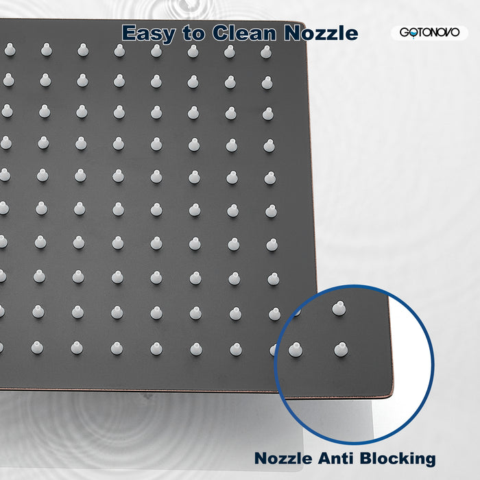 gotonovo 8 inch regendouchekop vierkante roestvrijstalen regendouchekop hogedrukwaterval kraakvrije dekking met siliconen mondstuk 1/16" ultradun ontwerp draaibare connector 