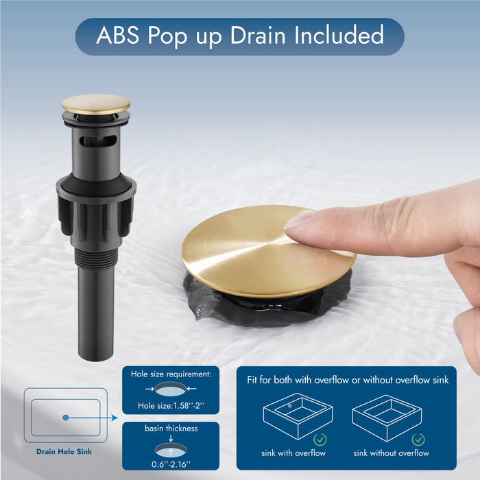 4 inch wastafelkraan 2-greeps badkamerkraan 360° draaibare uitloop op badrand gemonteerde wastafelkraan met watertoevoerslangen met pop-up afvoer