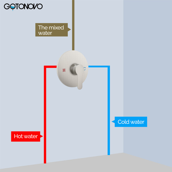 gotonovo Single-Function Shower Handle Valve Trim Kit Male Thread Shower Valves Wall Mount Brass Faucet Shower Rough-in Valve Bathroom Trim Kit Single Handle Tub Shower Valve Mixer