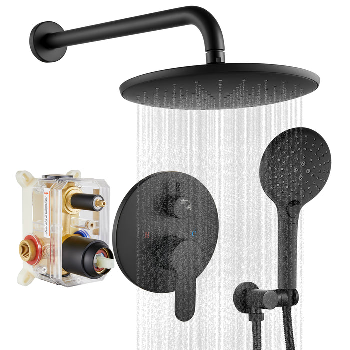 gotonovo Shower System with Handheld Spray Wall Mount ABS Pressure Balance Valve Rain Shower Head System Set Hot and Cold Water Modern Bathroom Rainfall Shower