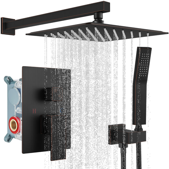 gotonovo Rain Shower Combo Set Wall Mounted  2-Function Rainfall Shower Head With Handheld Spray Rough-in Valve Body and Trim Included