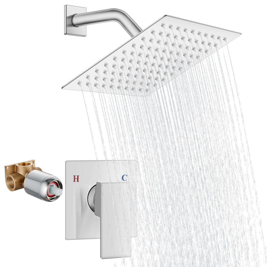 Featuring Genoa Square Bathroom Shower Set With Rainfall Shower