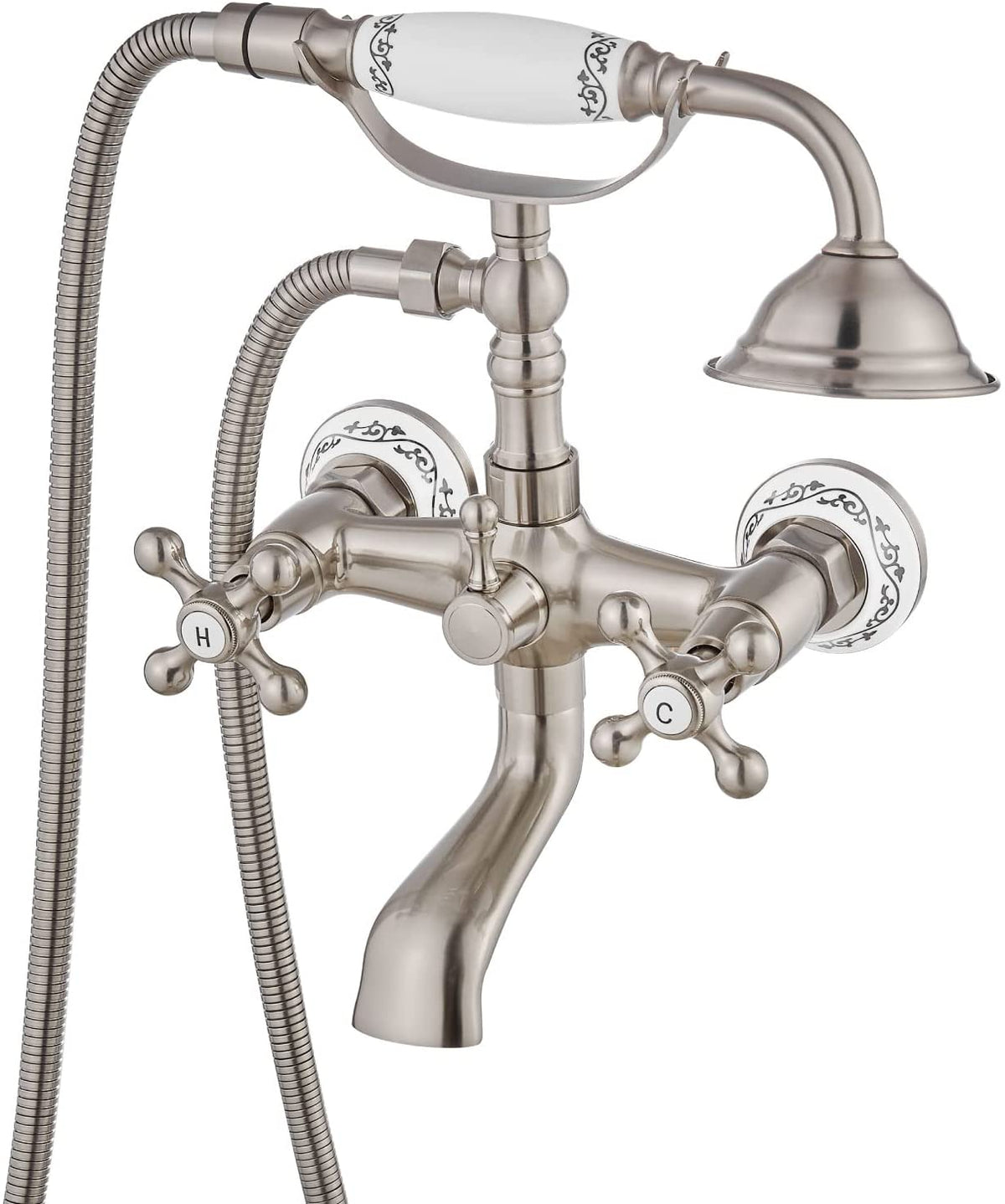 gotonovo Wall Mount Bathtub with Hand Held Shower Spray Faucet