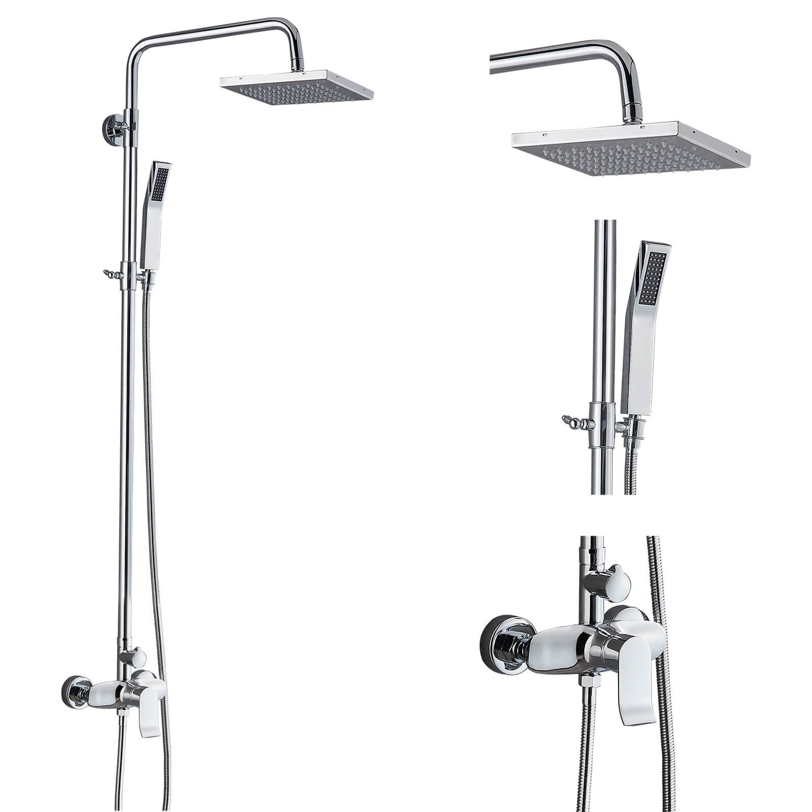 Gotonovo Exposed Shower System 8 Inch Square Swivel Rainfall Shower He