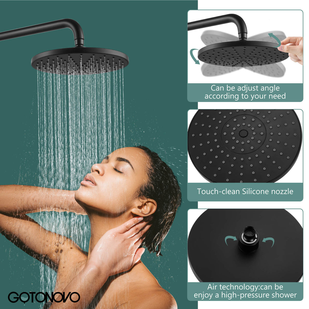 Matte Black Wall Mounted Shower With 8 Inch Rainfall Shower Head - Round  Shower - Bed Bath & Beyond - 34852392