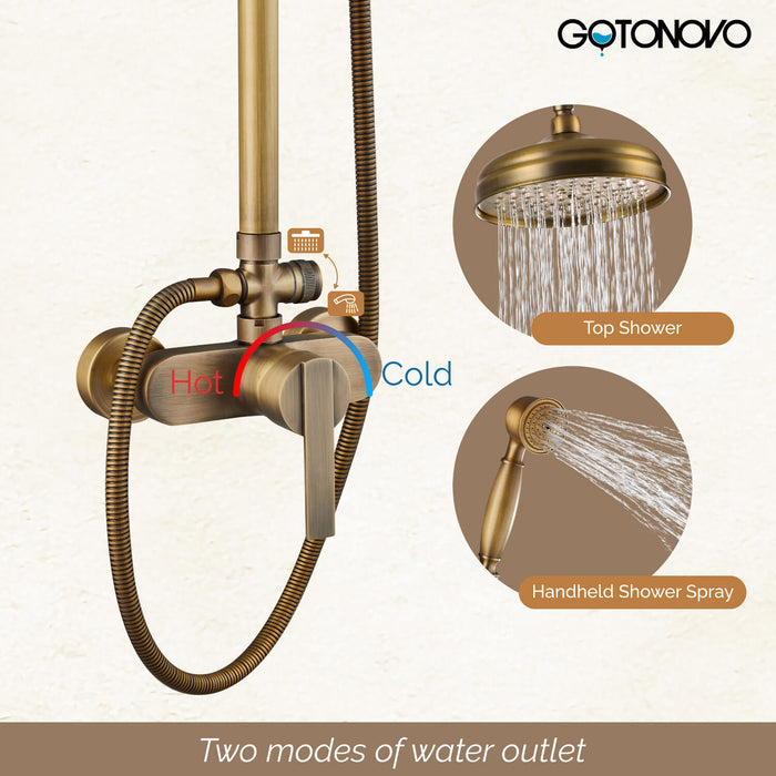 Polished Gold Bathroom Shower Set Mixer Tap 8 Square Head Top Spray Hand  Shower