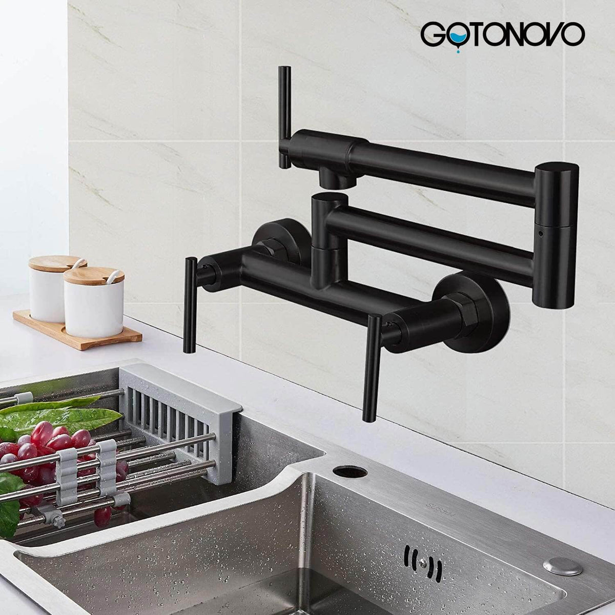 gotonovo Pot Filler Kitchen Faucet Stainless Steel SUS304 Two Cross Ha