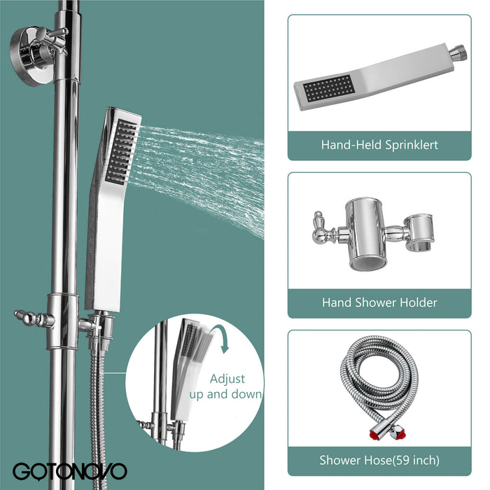 Exposed Shower System Polish Chrome 3 Functional Bathroom Shower Set 9