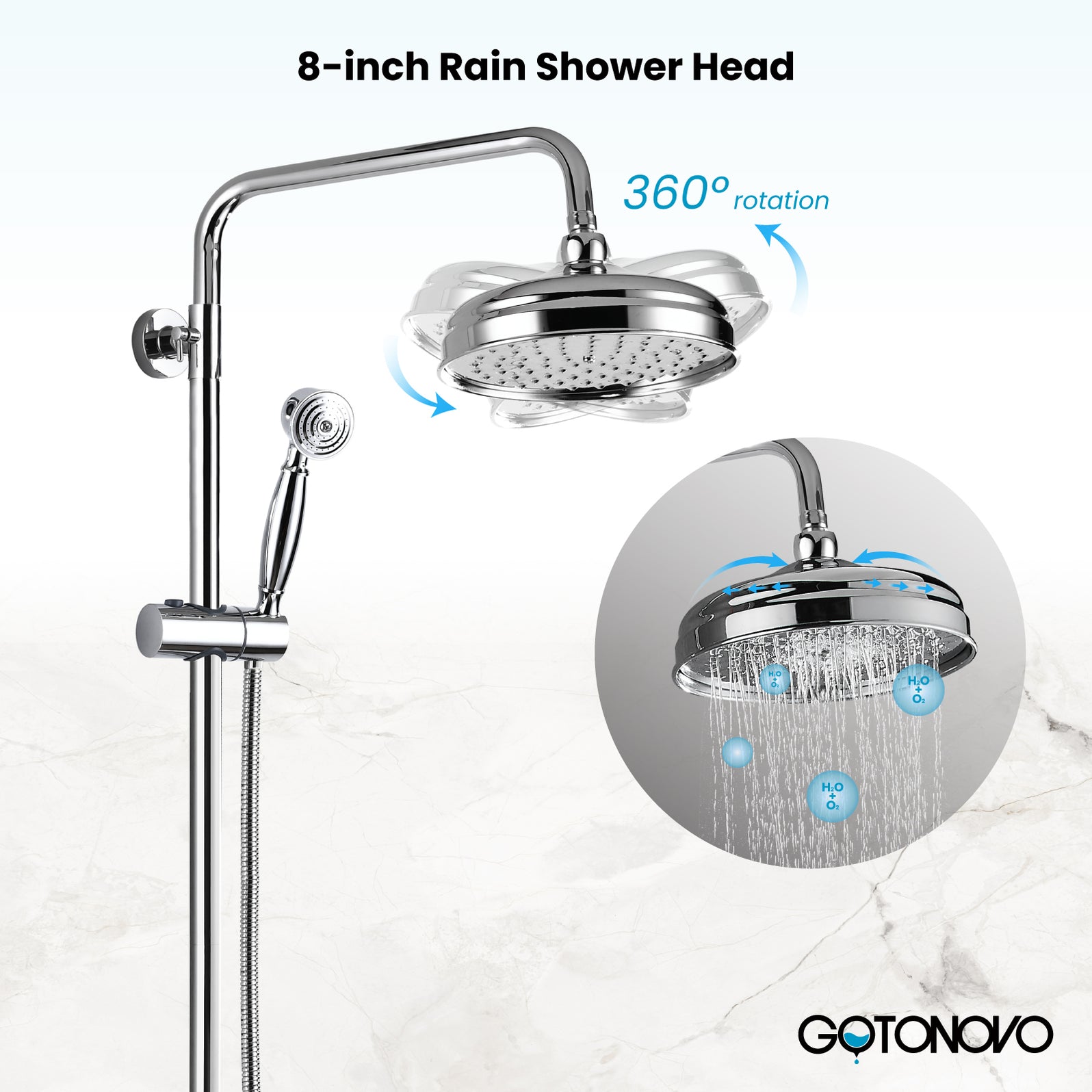 Gotonovo Exposed Shower Fixture 8 Inch Rainfall Shower Head with Handh ...