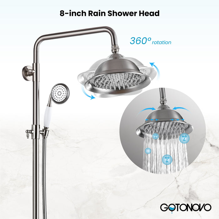Polish Chrome Exposed Shower System 2 Functional Bathroom Shower Set 8 —  gotonovo