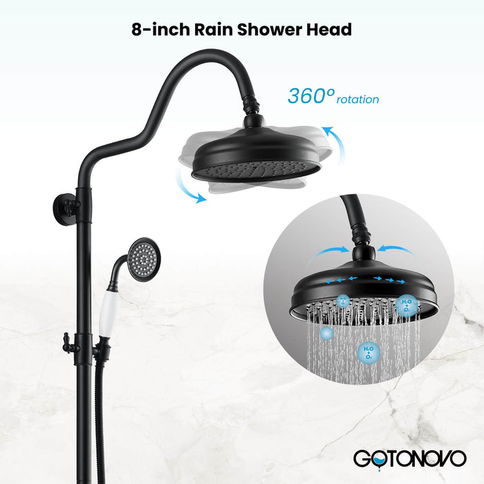 Gotonovo Exposed Shower System 8 Inch Rainfall Shower Head with Cylind —  gotonovo