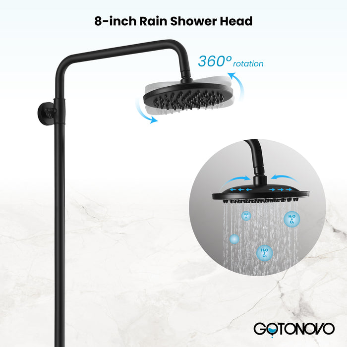 gotonovo Shower System 8 Inch Rainfall Shower Head single Function Double Cross Handle Bathroom Shower Faucet Wall Mount