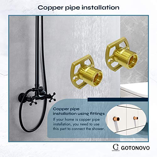 gotonovo Fast Fixing Mounting Kit for Bar Shower Brass Brackets a Second Fix connection
