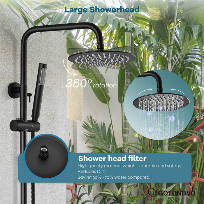 gotonovo Sistema de accesorios de ducha al aire libre conjunto conjunto  lluvia sola manija alta presión mano spray montaje en pared 2 doble función