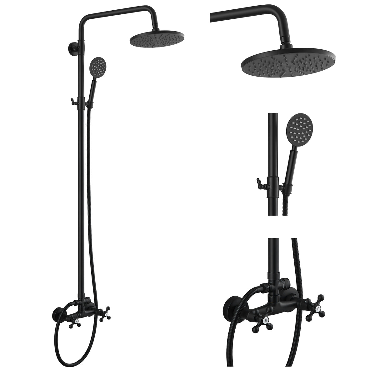 gotonovo Matte Black 2- Function Shower Fixture Set SUS304 Handheld Sp