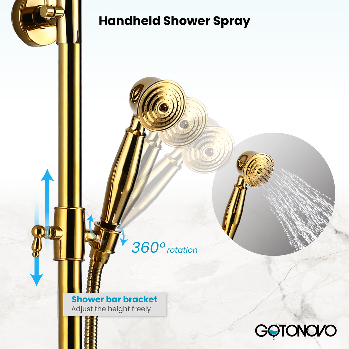 Gotonovo Exposed Shower System 8 Inch Rainfall Shower Head With Handhe