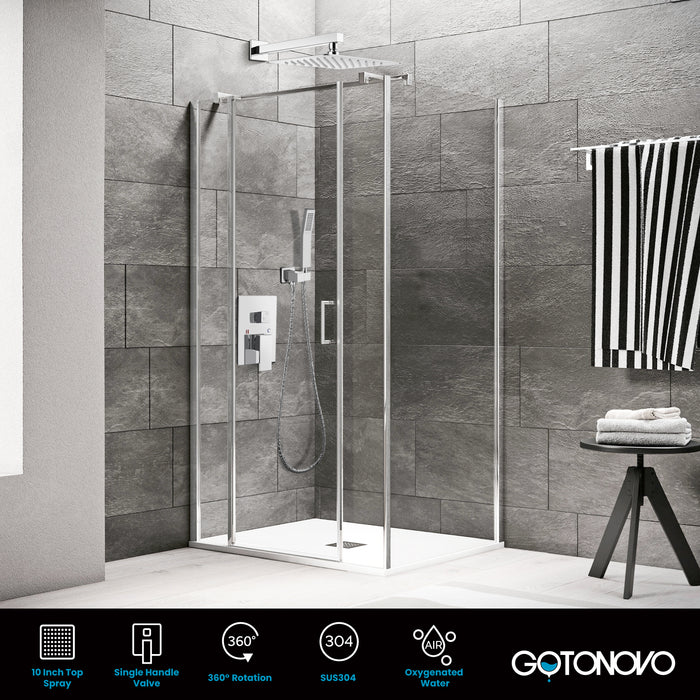 gotonovo Rain Shower Combo Set Wall Mounted  2-Function Rainfall Shower Head With Handheld Spray Rough-in Valve Body and Trim Included