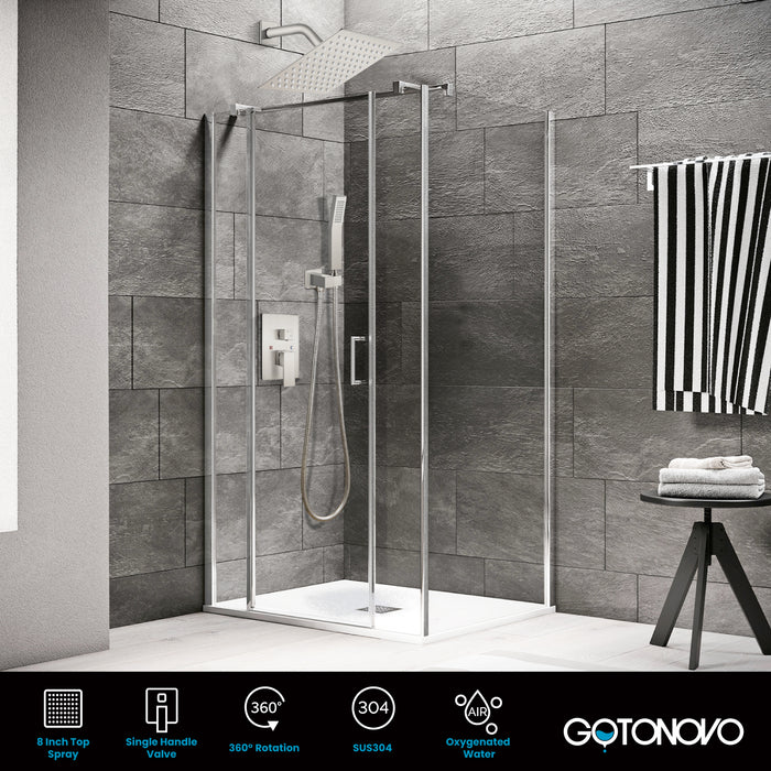 gotonovo Rain Shower Combo Set Wall Mounted  2-Function Rainfall Shower Head With Handheld Spray Rough-in Valve Body and Trim Included