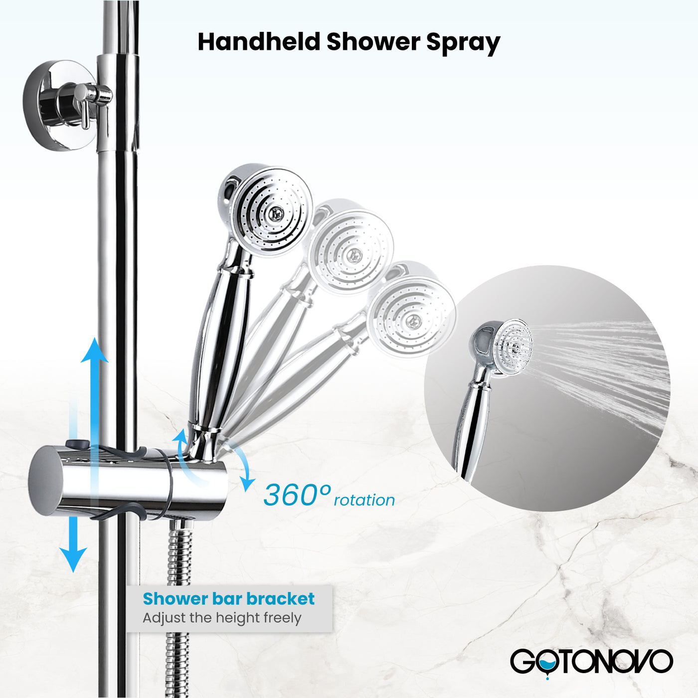 Gotonovo Exposed Shower Fixture 8 Inch Rainfall Shower Head with Handh ...